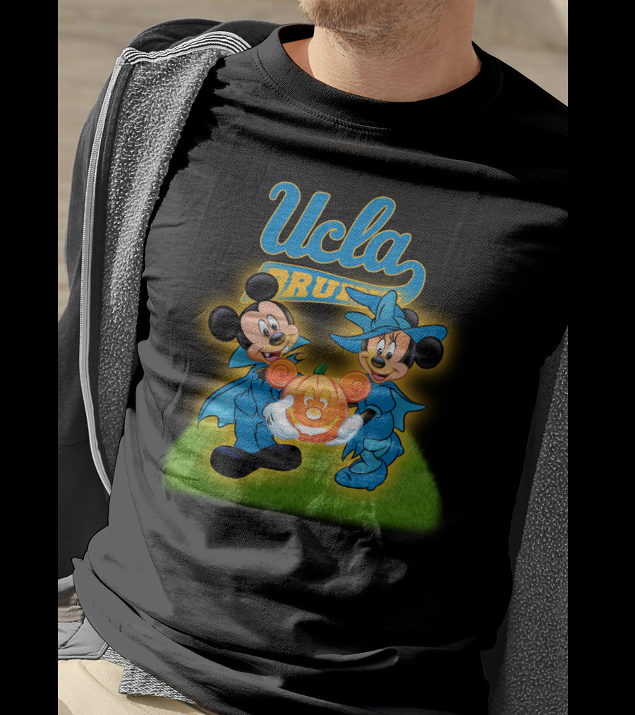 UCLA Bruins Halloween Featuring Mickey And Minnie With Pumpkin T-Shirt