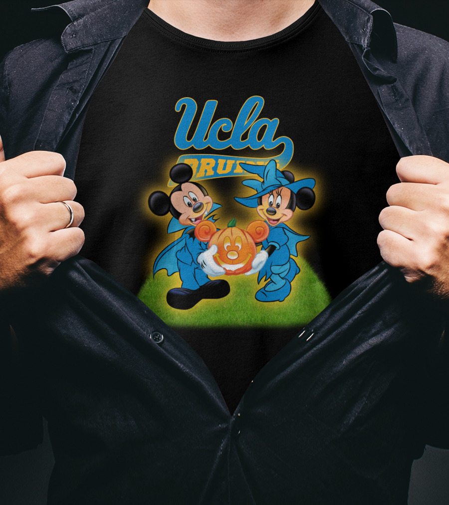 UCLA Bruins Halloween Featuring Mickey And Minnie With Pumpkin T-Shirt