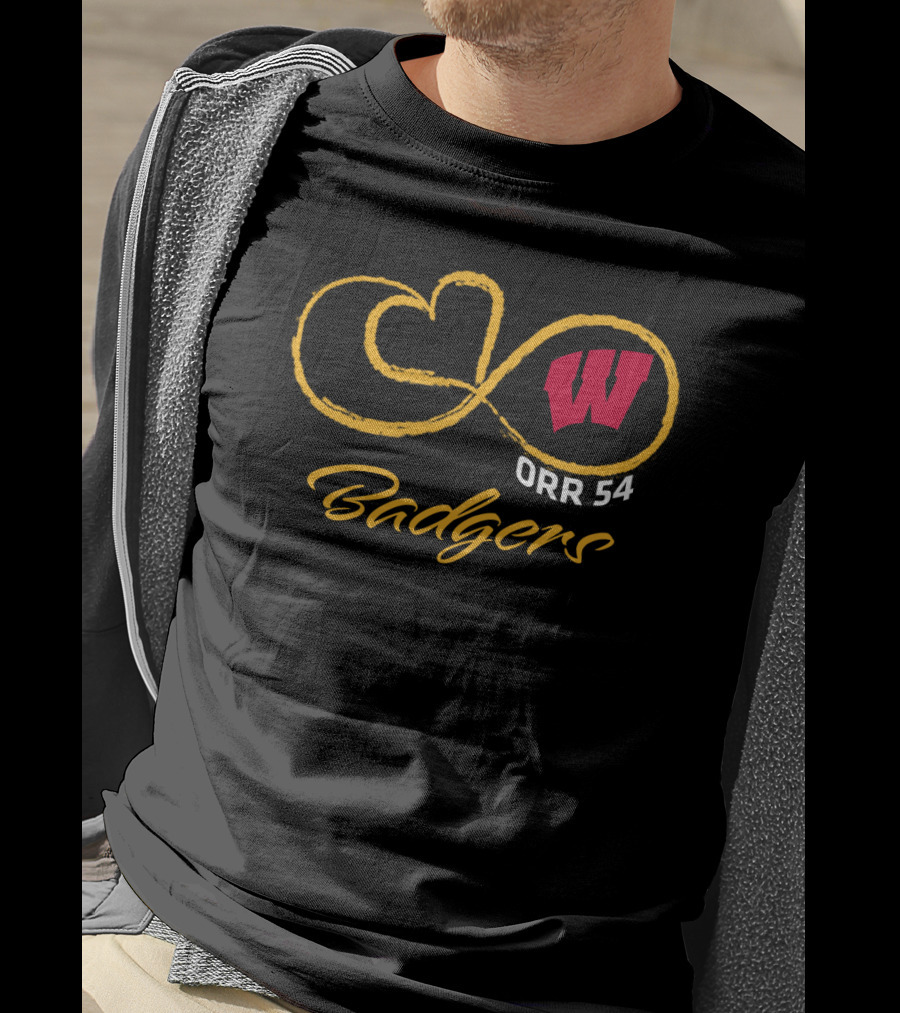 Wisconsin Badgers Orr 54 Football Infinity Symbol T-Shirt