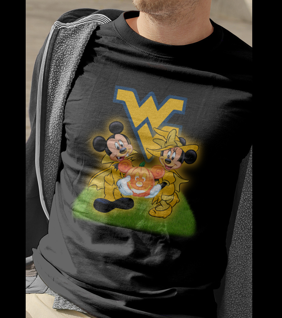 Mickey Minnie Halloween Wvu Football Pumpkins T-Shirt