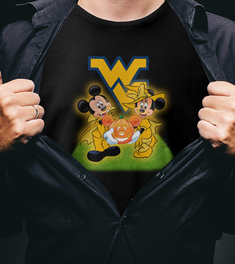 Mickey Minnie Halloween Wvu Football Pumpkins T-Shirt