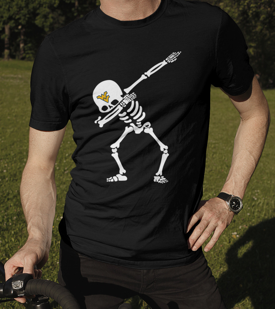 Wvu Football Skeleton Dabbing Pose T-Shirt