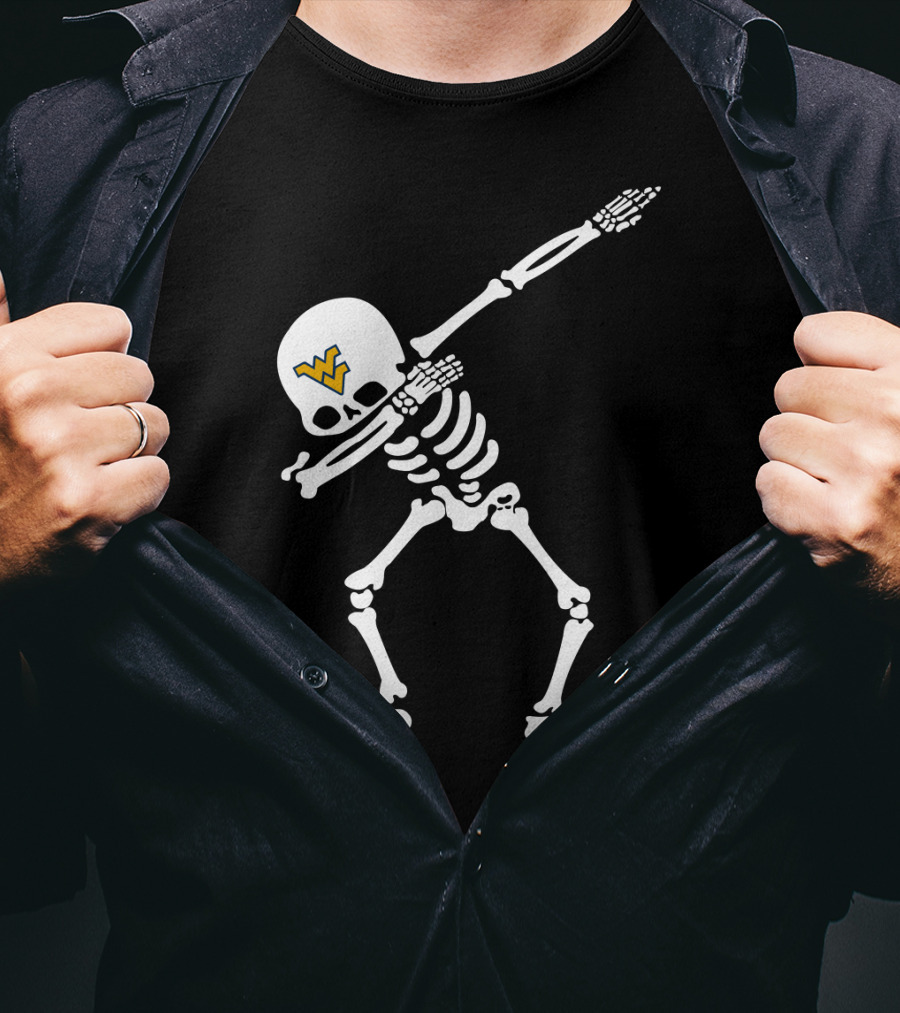 Wvu Football Skeleton Dabbing Pose T-Shirt