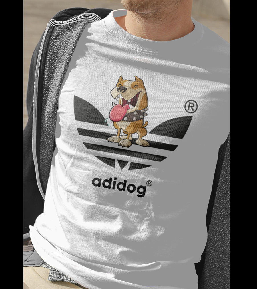 Adidog Funny Dog With Tongue Out And Spiked Collar T-Shirt