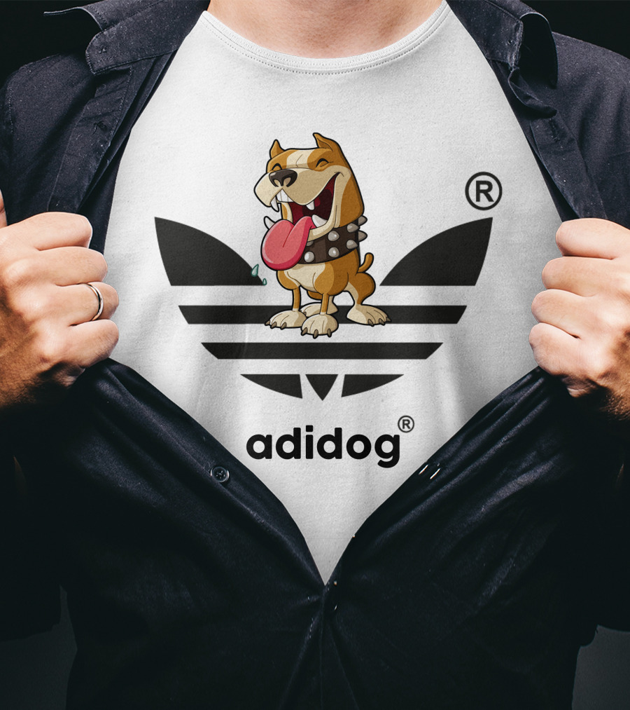 Adidog Funny Dog With Tongue Out And Spiked Collar T-Shirt