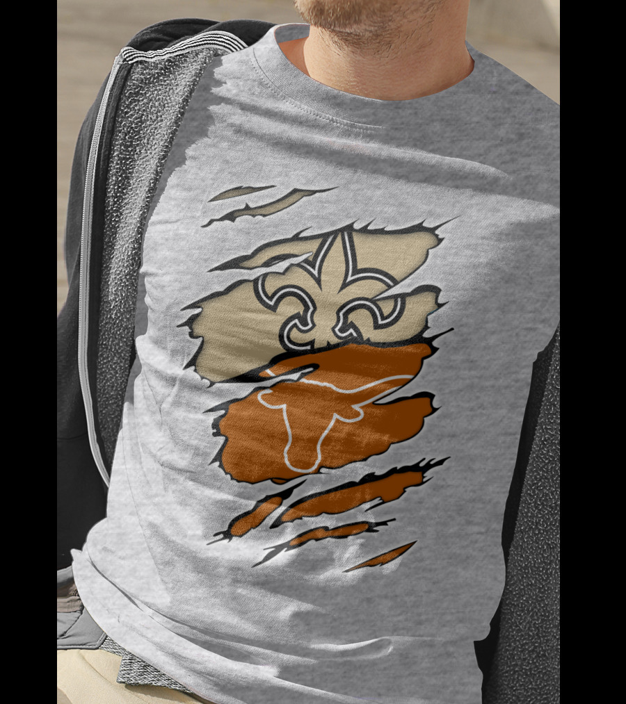 Saints Fleur-de-Lis Longhorns Logo Combination T-Shirt