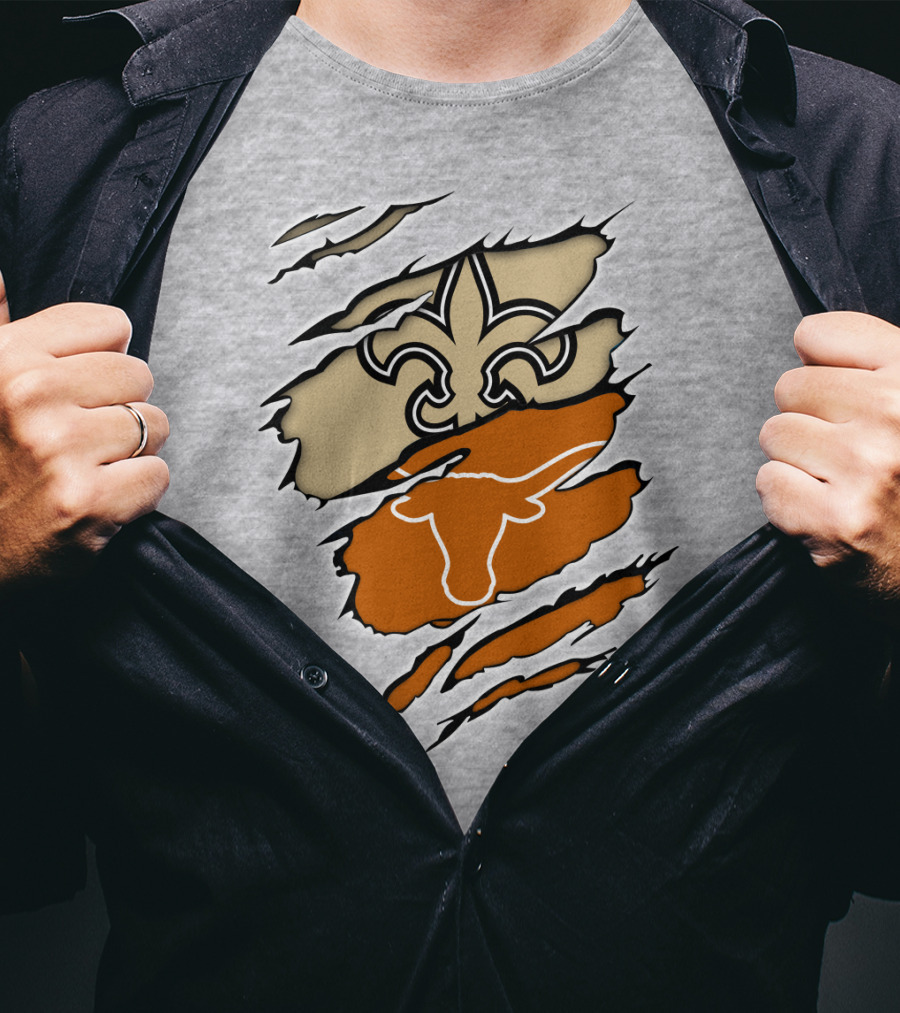 Saints Fleur-de-Lis Longhorns Logo Combination T-Shirt