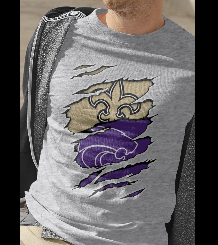 Kansas State Wildcats New Orleans Saints Fleur-de-lis Combination T-Shirt