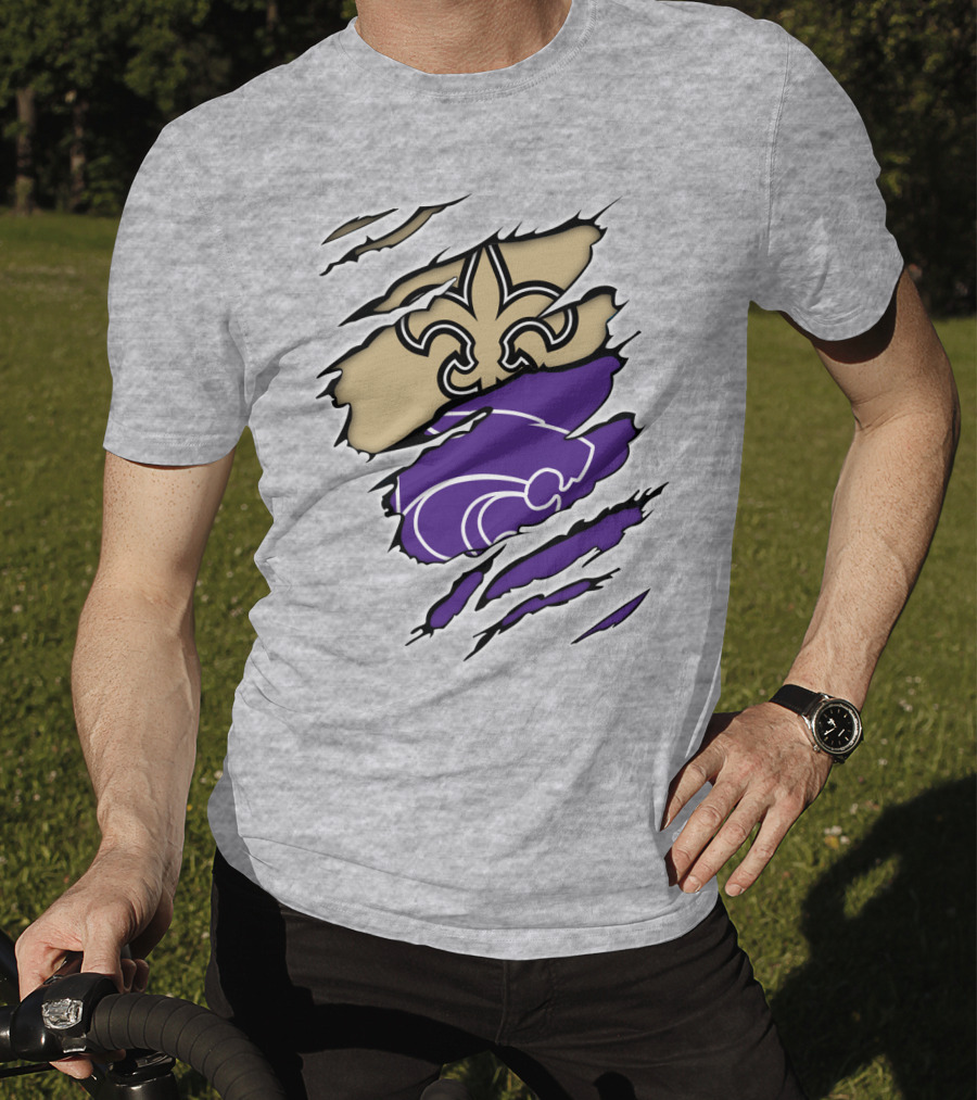Kansas State Wildcats New Orleans Saints Fleur-de-lis Combination T-Shirt