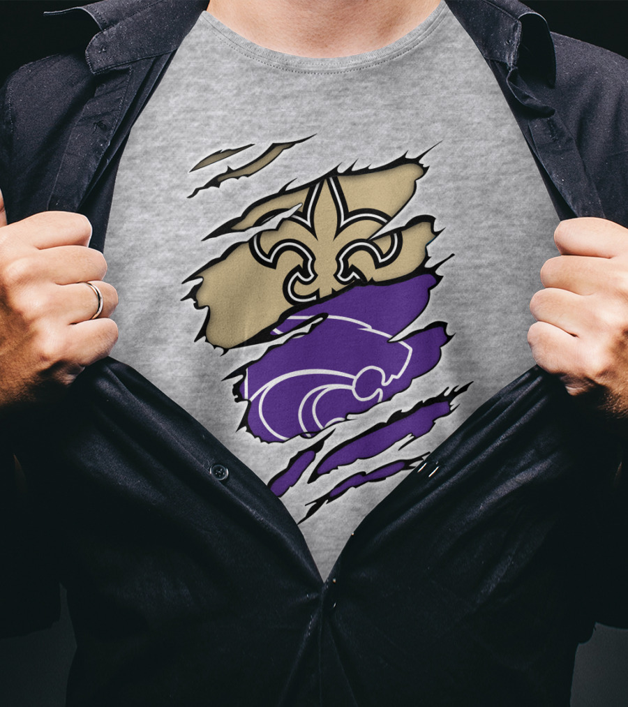 Kansas State Wildcats New Orleans Saints Fleur-de-lis Combination T-Shirt