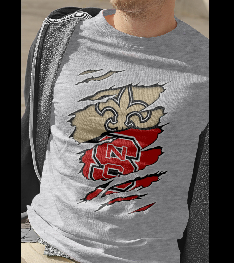 NC State Wolfpack And New Orleans Saints Logo Mashup T-Shirt
