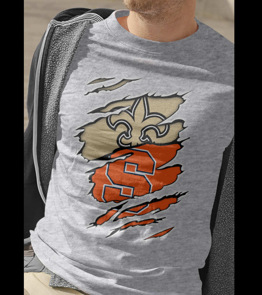 Saints Fleur-de-Lis And Syracuse Orange S Logo Combination T-Shirt