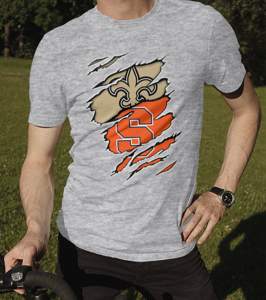 Saints Fleur-de-Lis And Syracuse Orange S Logo Combination T-Shirt