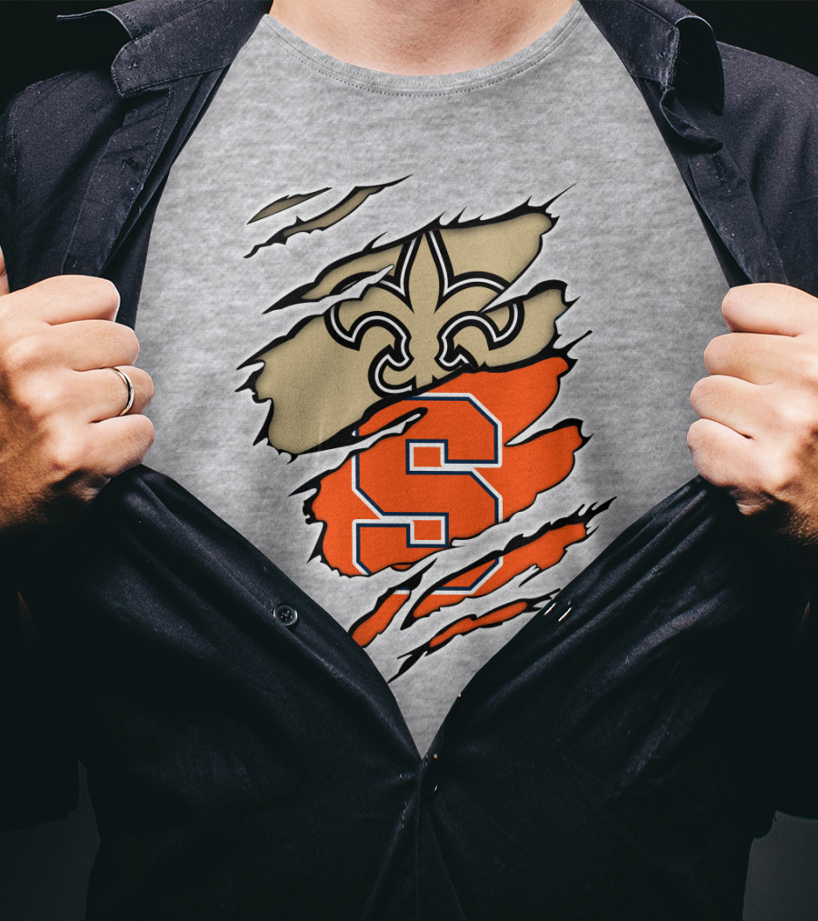 Saints Fleur-de-Lis And Syracuse Orange S Logo Combination T-Shirt