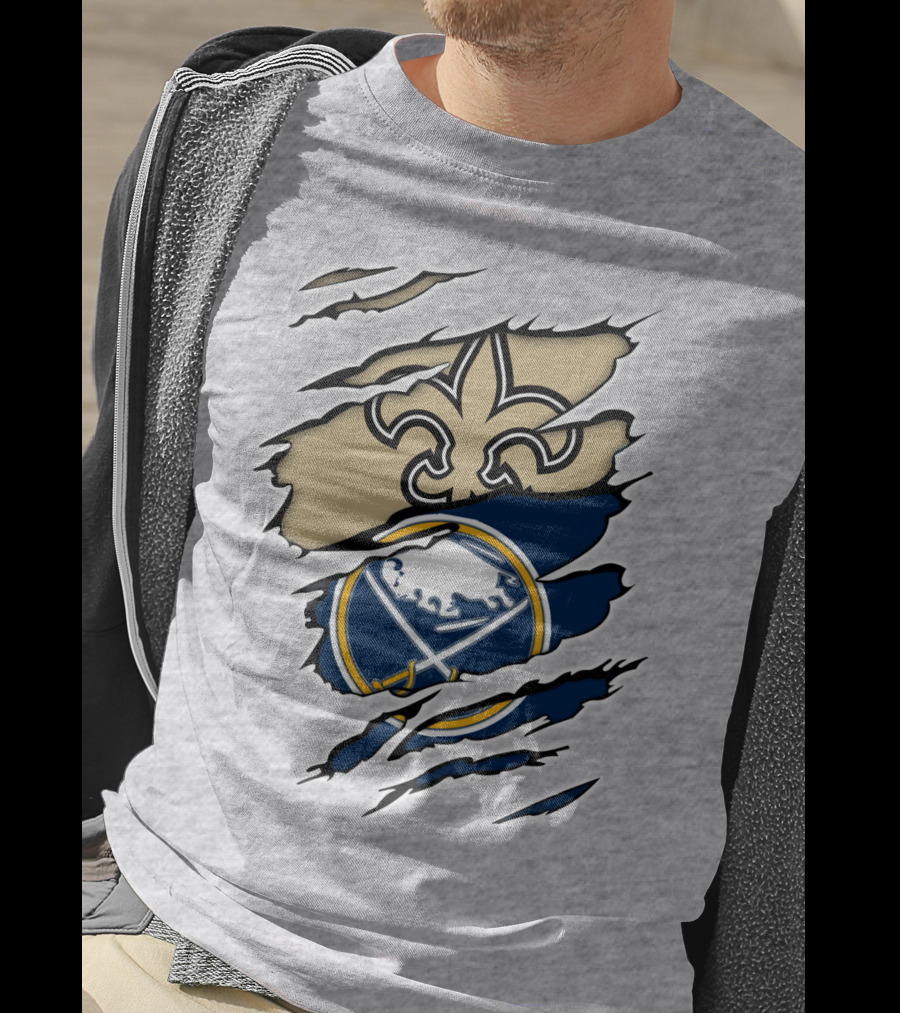 Saints Sabres Fleur-de-Lis And Buffalo Emblems T-Shirt