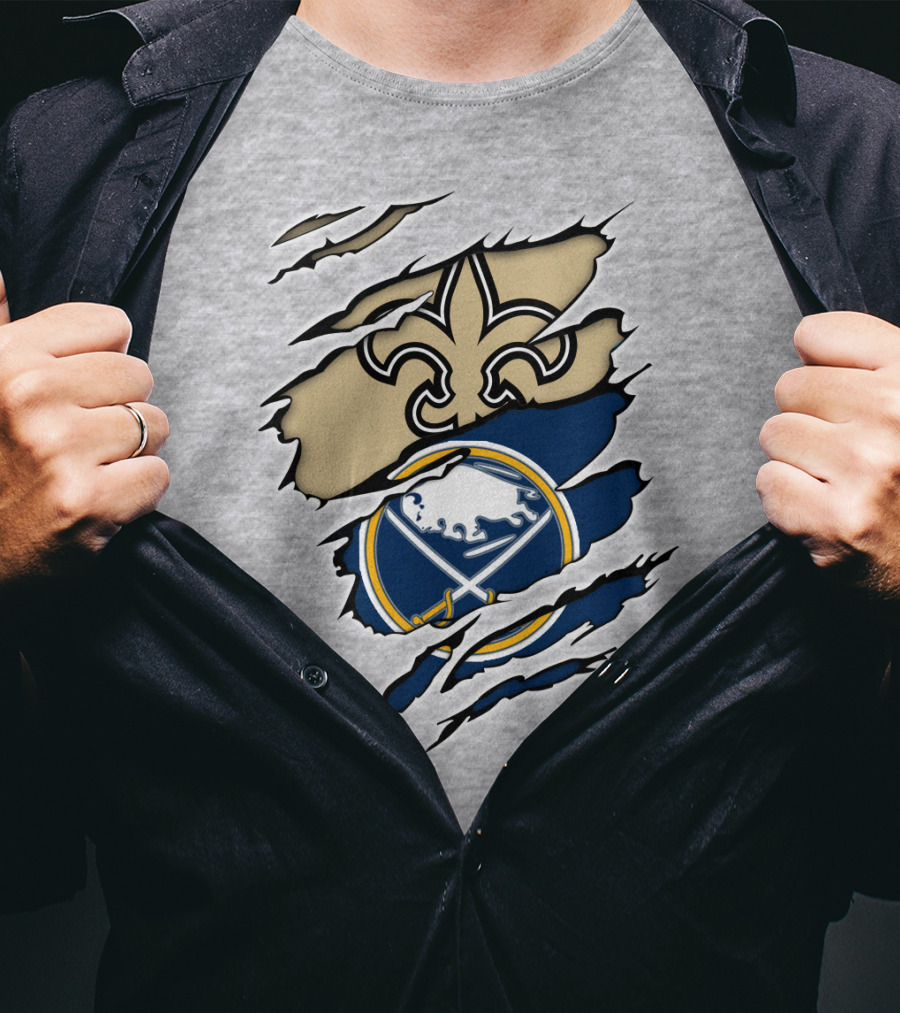 Saints Sabres Fleur-de-Lis And Buffalo Emblems T-Shirt
