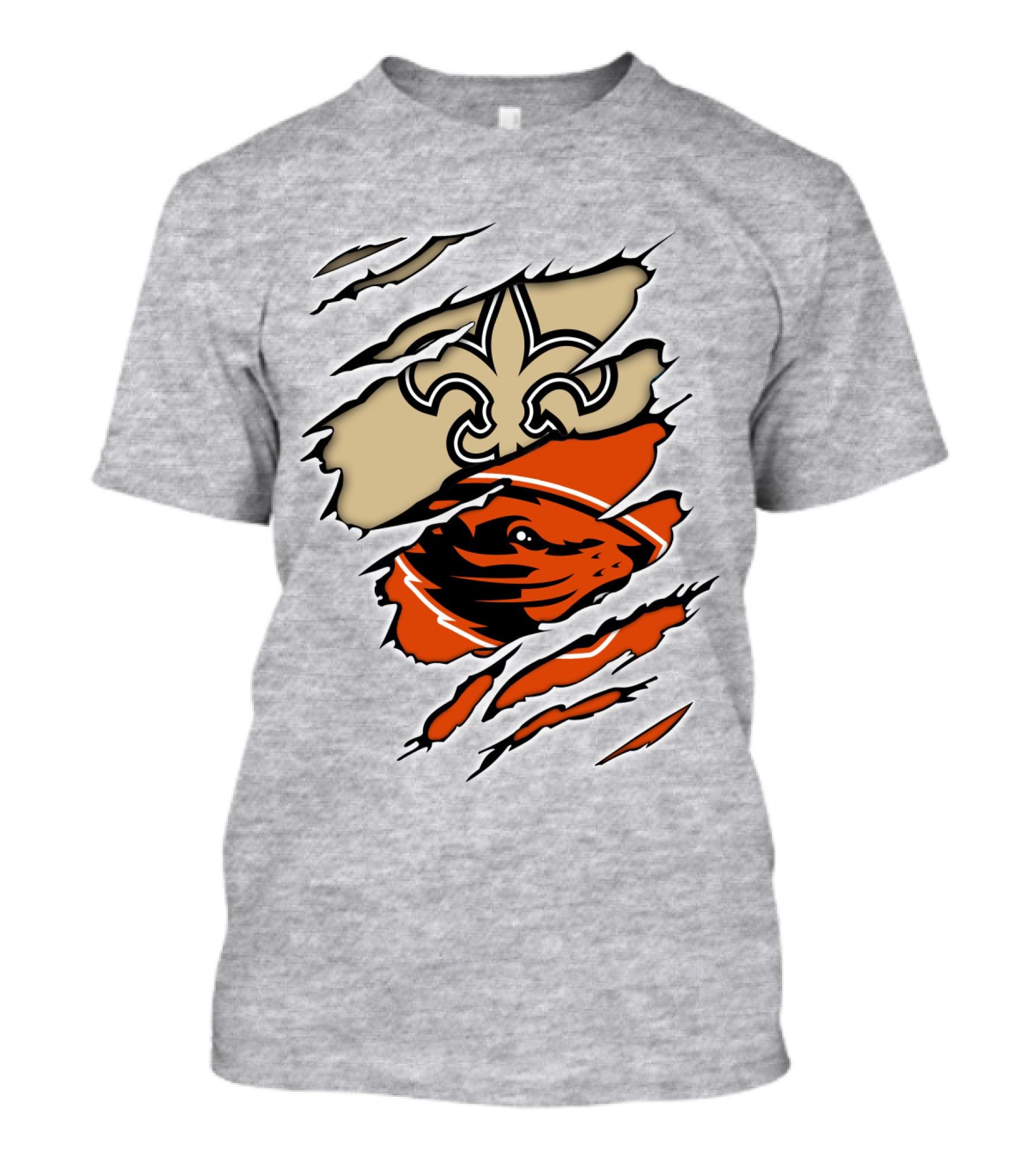 Saints Fleur-de-lis And Beavers Mascot Ripped T-Shirt