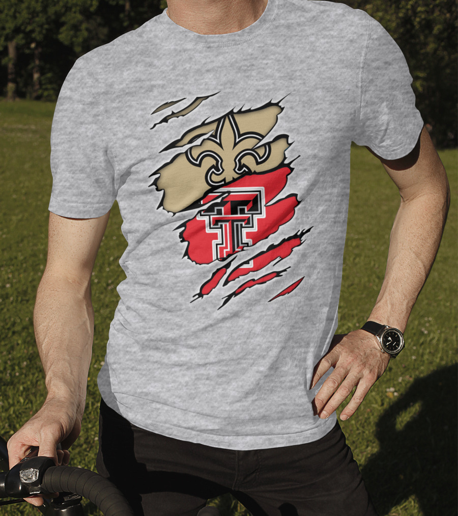 Saints Fleur-de-Lis Texas Tech Double T Combo T-Shirt