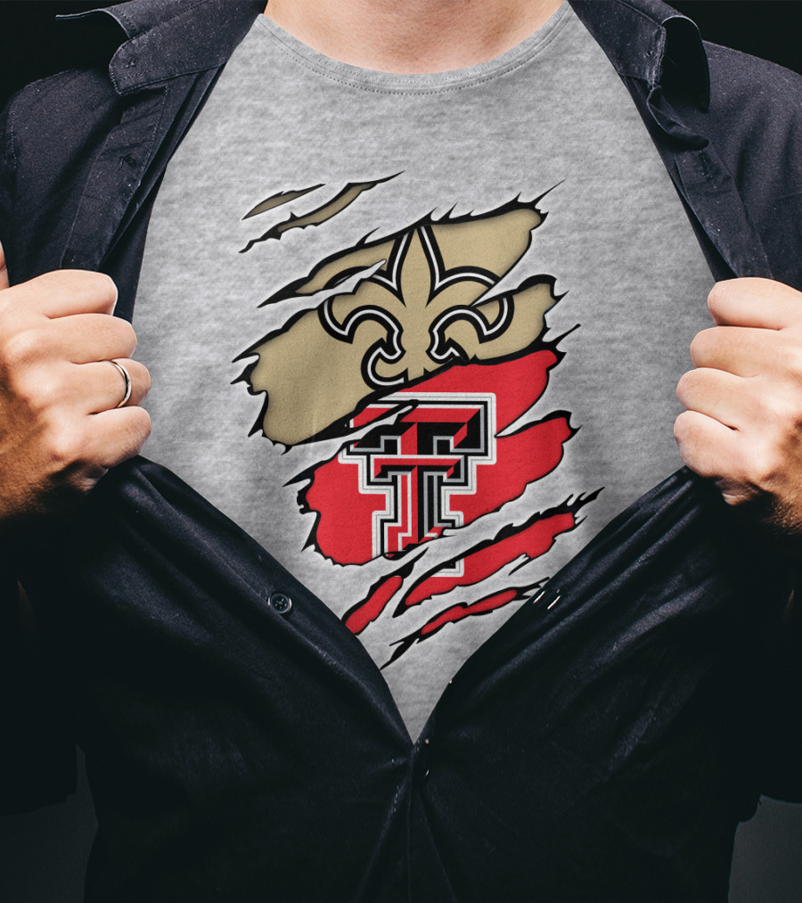 Saints Fleur-de-Lis Texas Tech Double T Combo T-Shirt