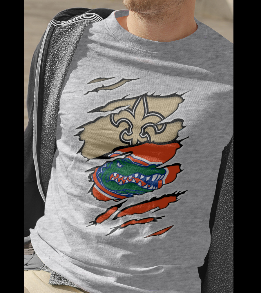 Saints Gators Fleur-De-Lis And Gator Clash Tribute T-Shirt