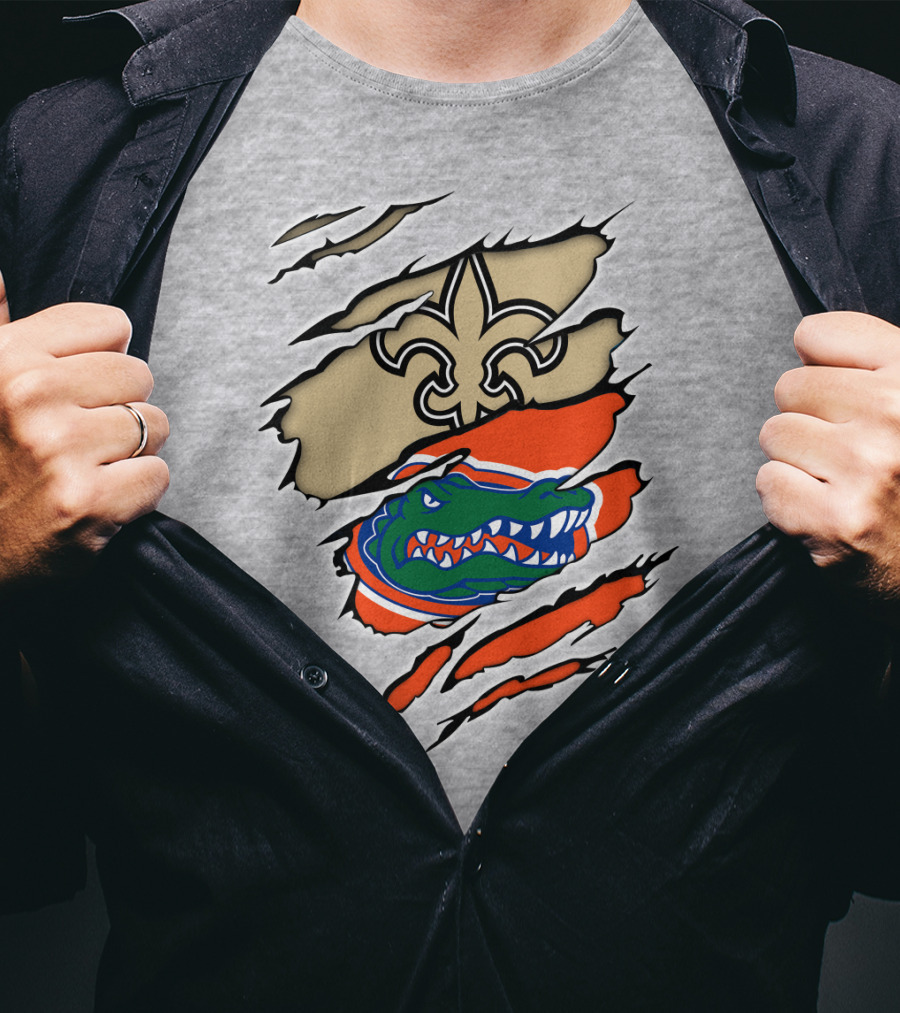 Saints Gators Fleur-De-Lis And Gator Clash Tribute T-Shirt