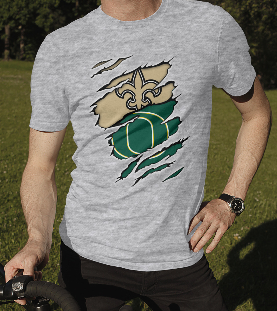 New Orleans Saints Oregon Ducks Logo Mashup T-Shirt