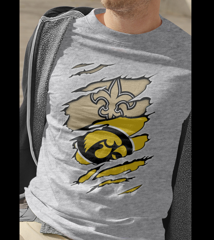 Iowa Hawkeyes And New Orleans Saints Fusion T-Shirt