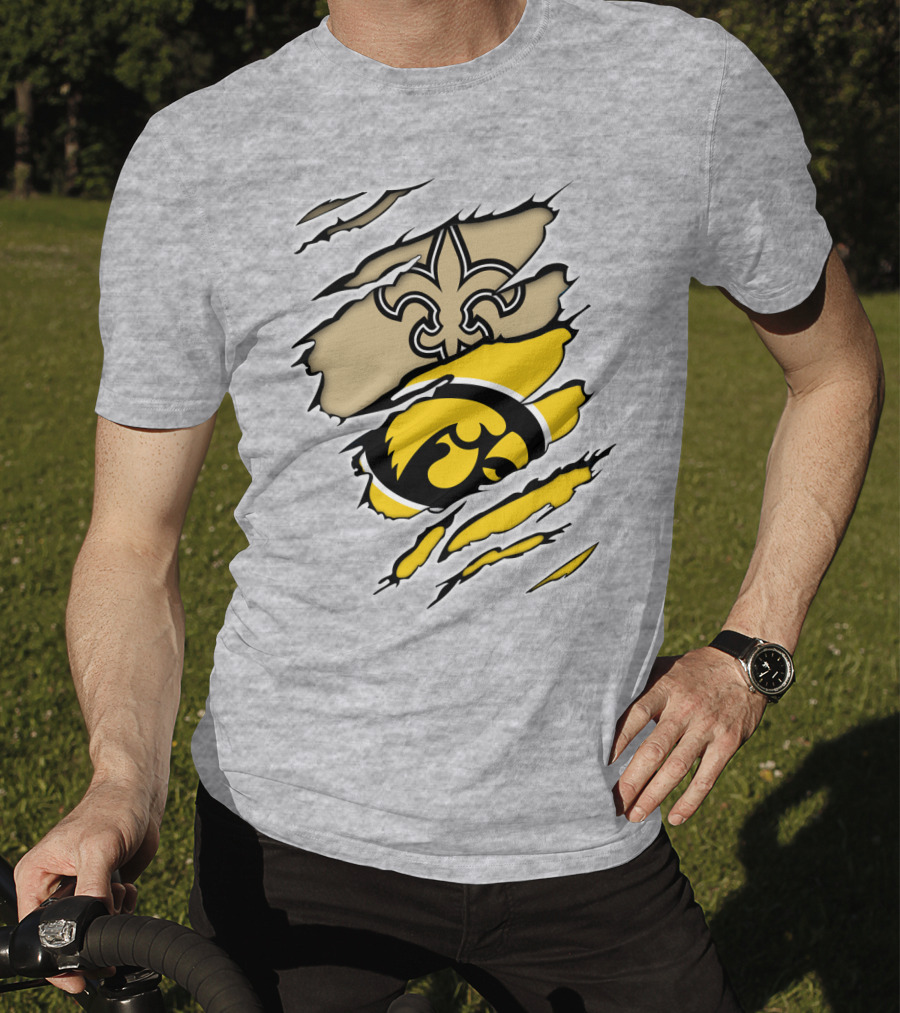 Iowa Hawkeyes And New Orleans Saints Fusion T-Shirt