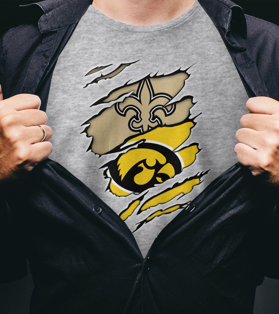 Iowa Hawkeyes And New Orleans Saints Fusion T-Shirt