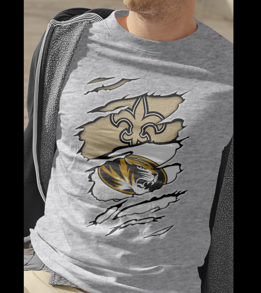 Saints New Orleans Fleur-de-Lis Missouri Tigers T-Shirt