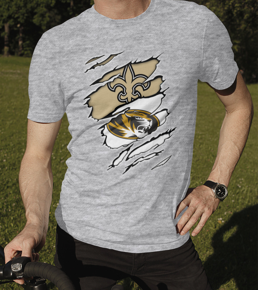 Saints New Orleans Fleur-de-Lis Missouri Tigers T-Shirt