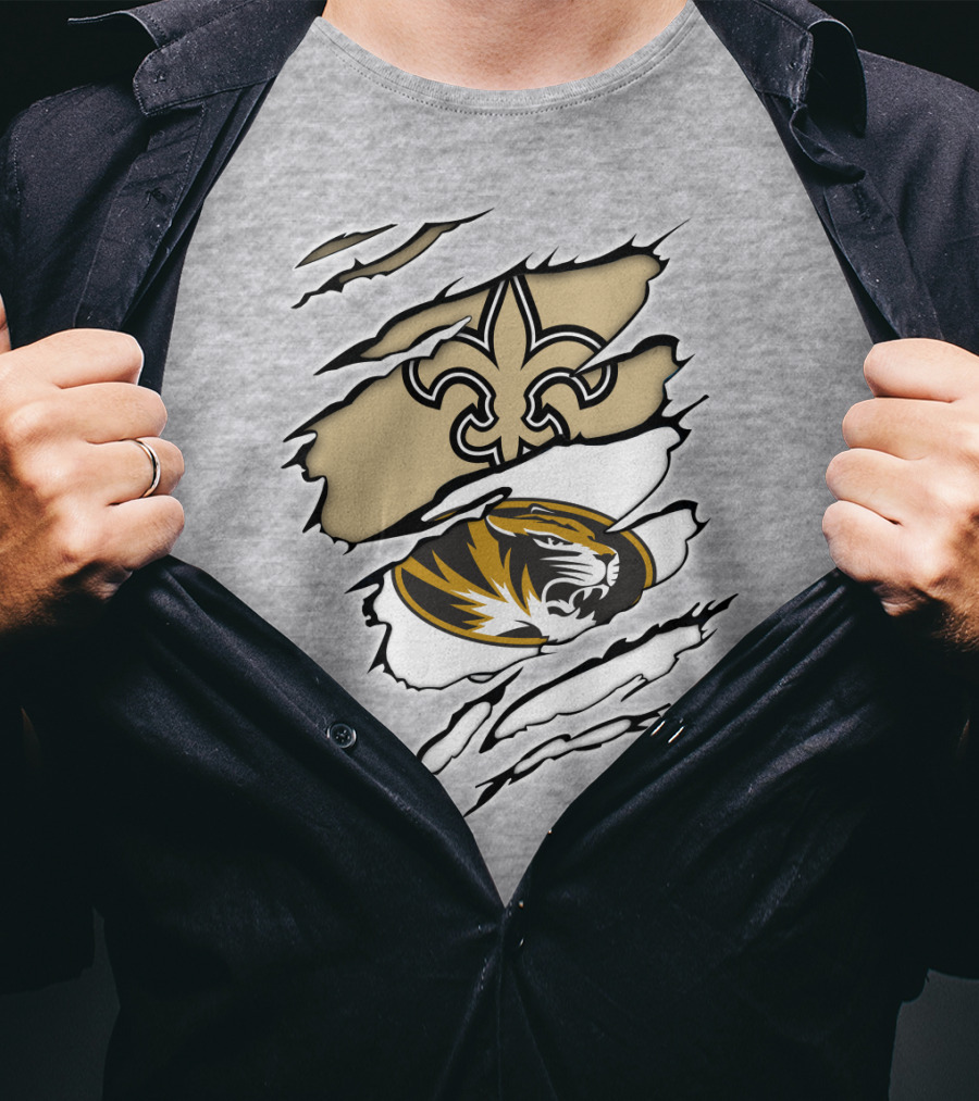 Saints New Orleans Fleur-de-Lis Missouri Tigers T-Shirt