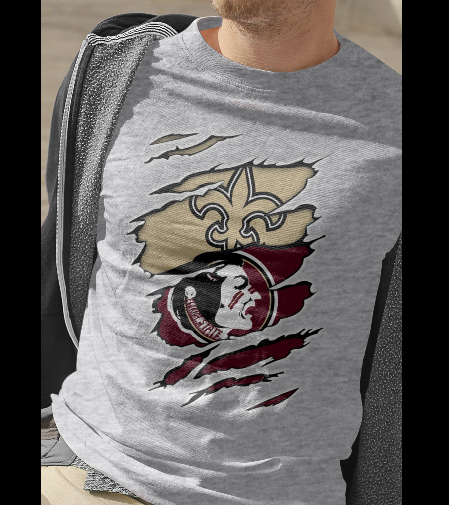New Orleans Saints Seminoles Logo Ripped T-Shirt