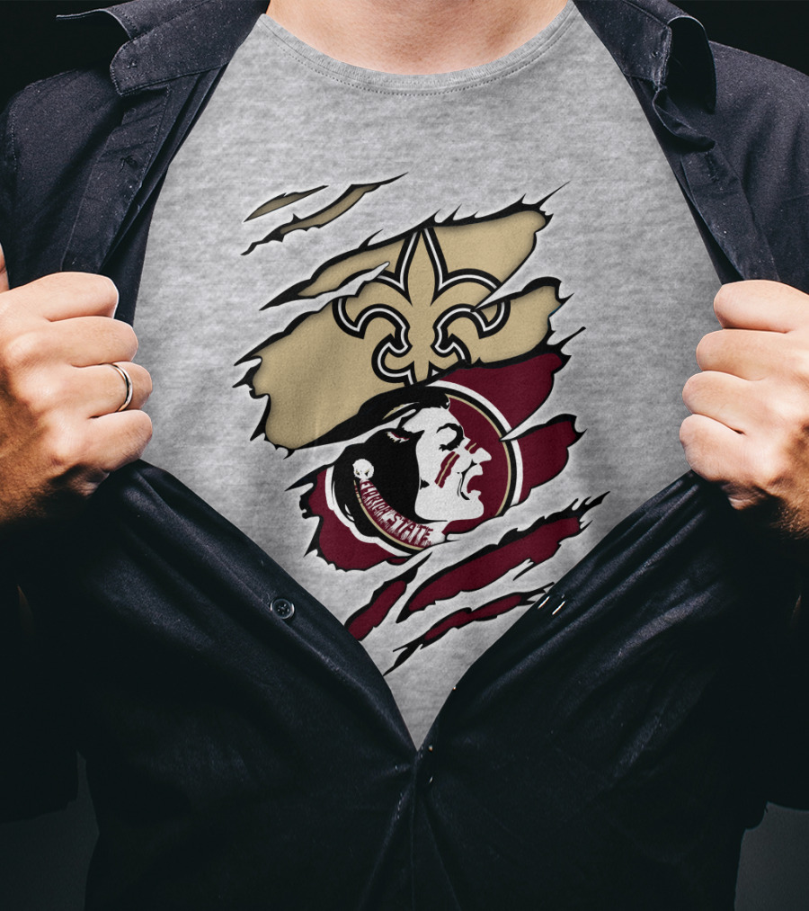 New Orleans Saints Seminoles Logo Ripped T-Shirt