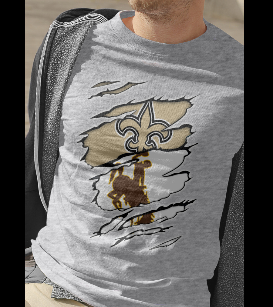 Saints Wyoming Fleur-de-Lis Rodeo Rider Tear T-Shirt