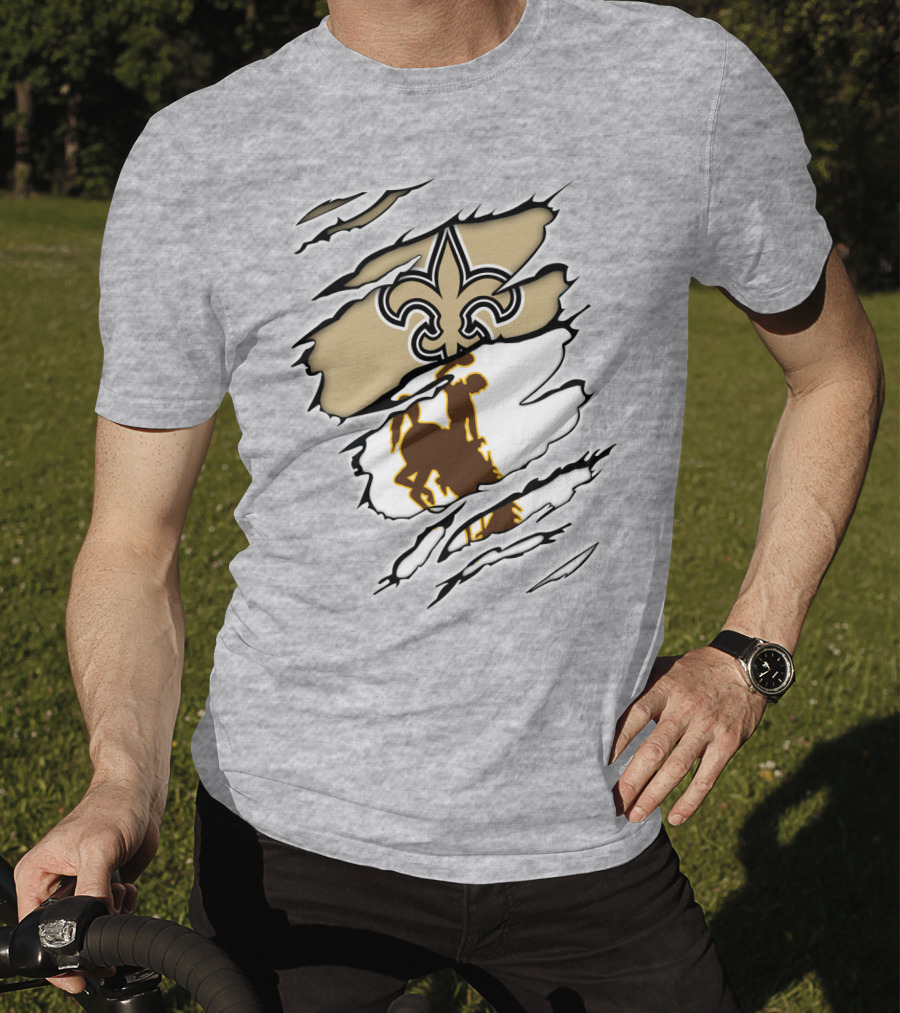 Saints Wyoming Fleur-de-Lis Rodeo Rider Tear T-Shirt