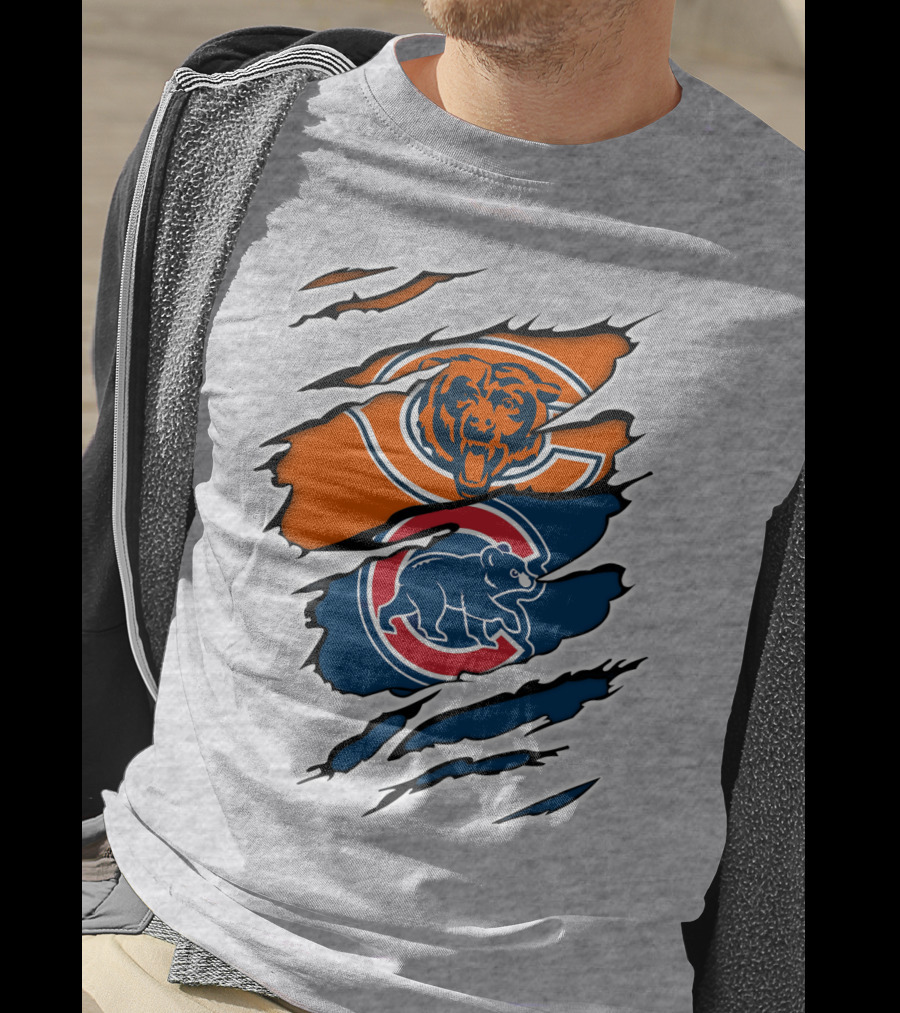 Chicago Bears Cubs Claw Marks Sports T-Shirt