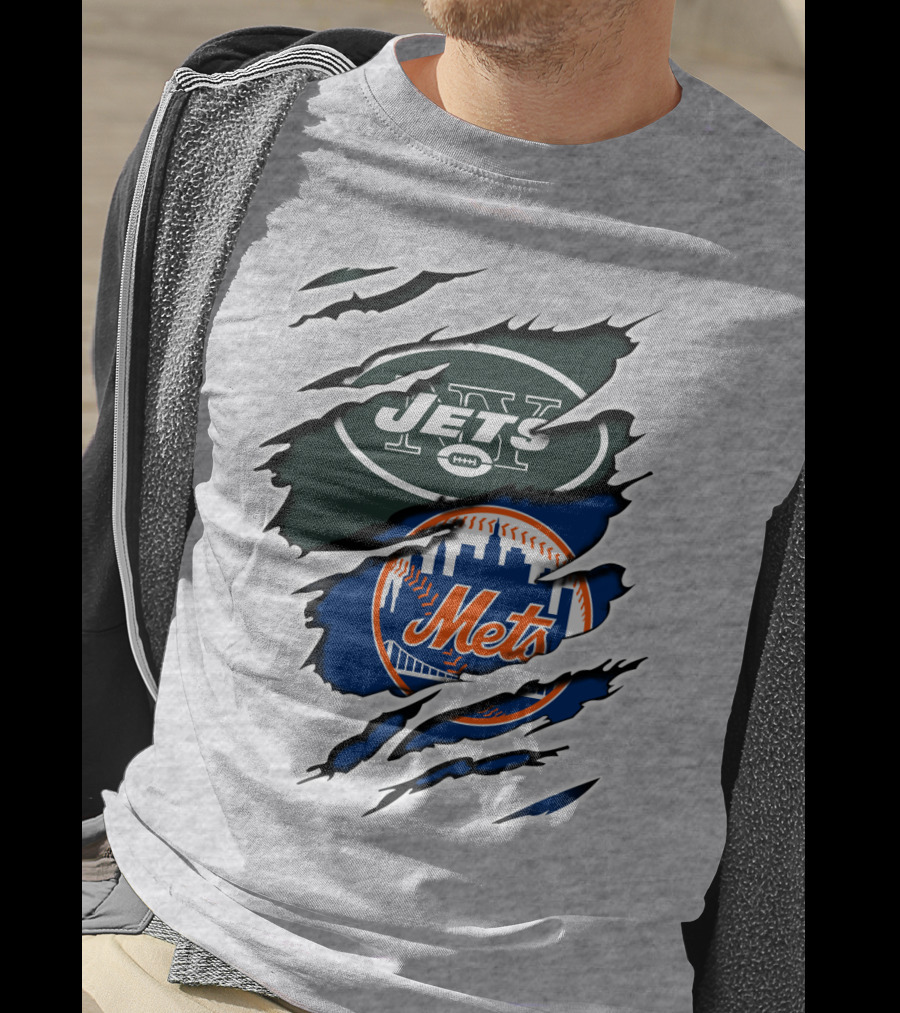 New York Jets Mets Claws Fan Logo Mashup T-Shirt