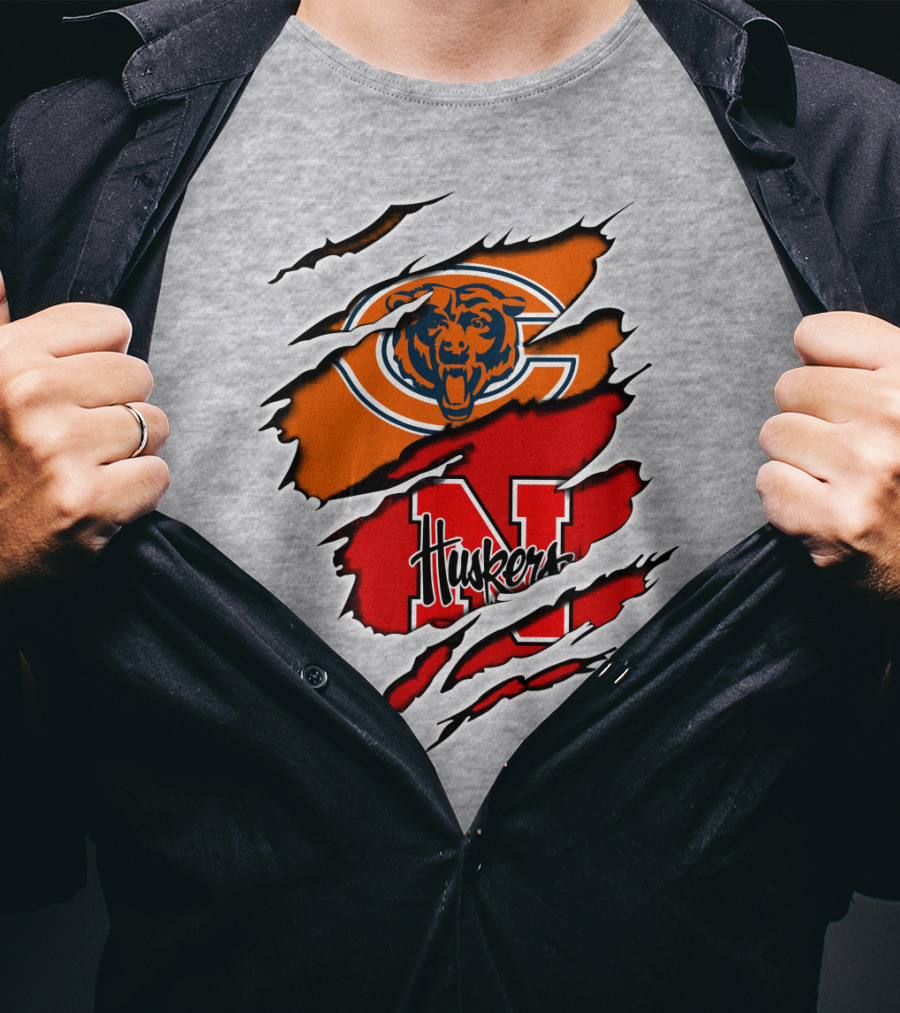 Chicago Bears Nebraska Huskers Claw Marks T-Shirt