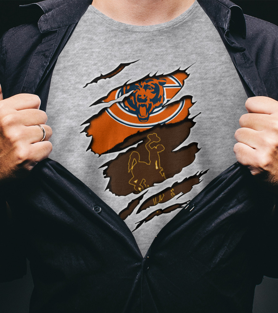 Bears Logo With Wyoming Cowboy Ripped Layers T-Shirt