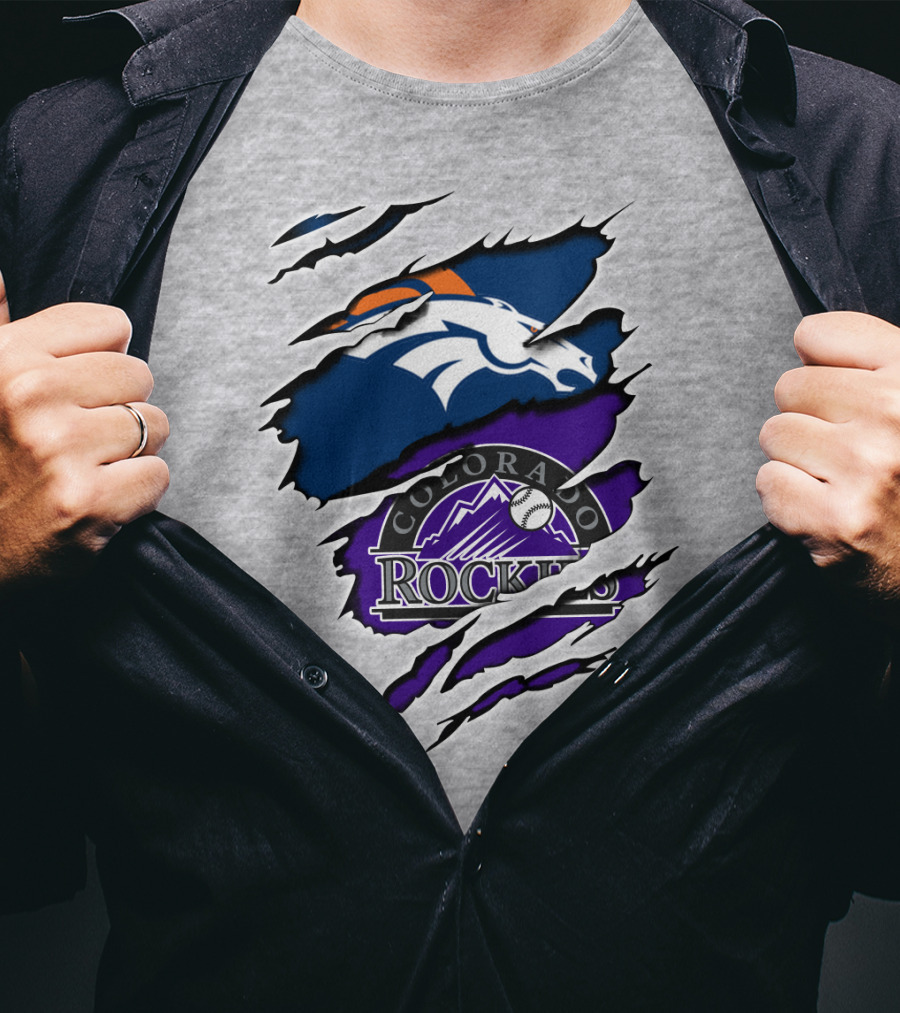Denver Broncos Colorado Rockies Fan Crossover T-Shirt