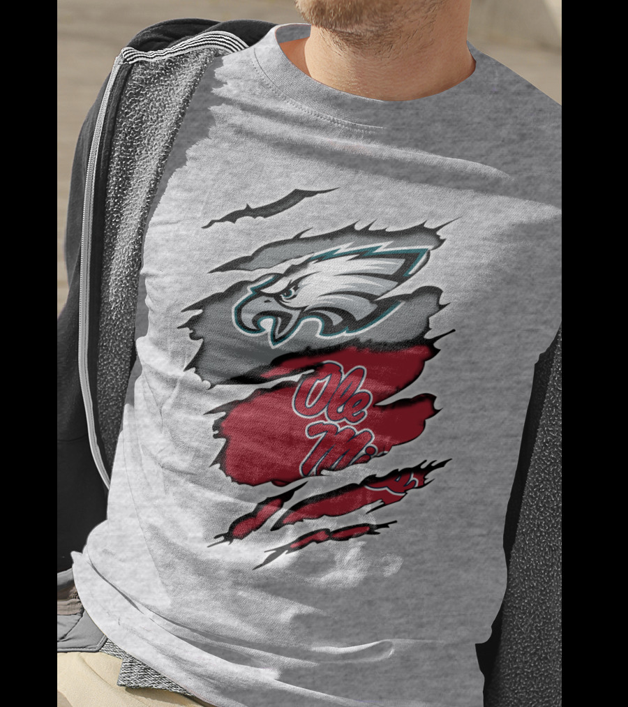 Philadelphia Eagles Ole Miss Ripped Claw T-Shirt