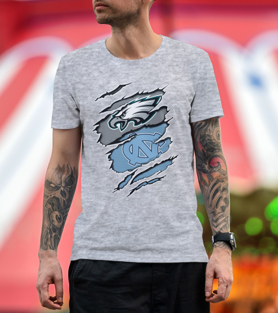 Philadelphia Eagles Unc Tar Heels Claw Marks Logo Mix T-Shirt