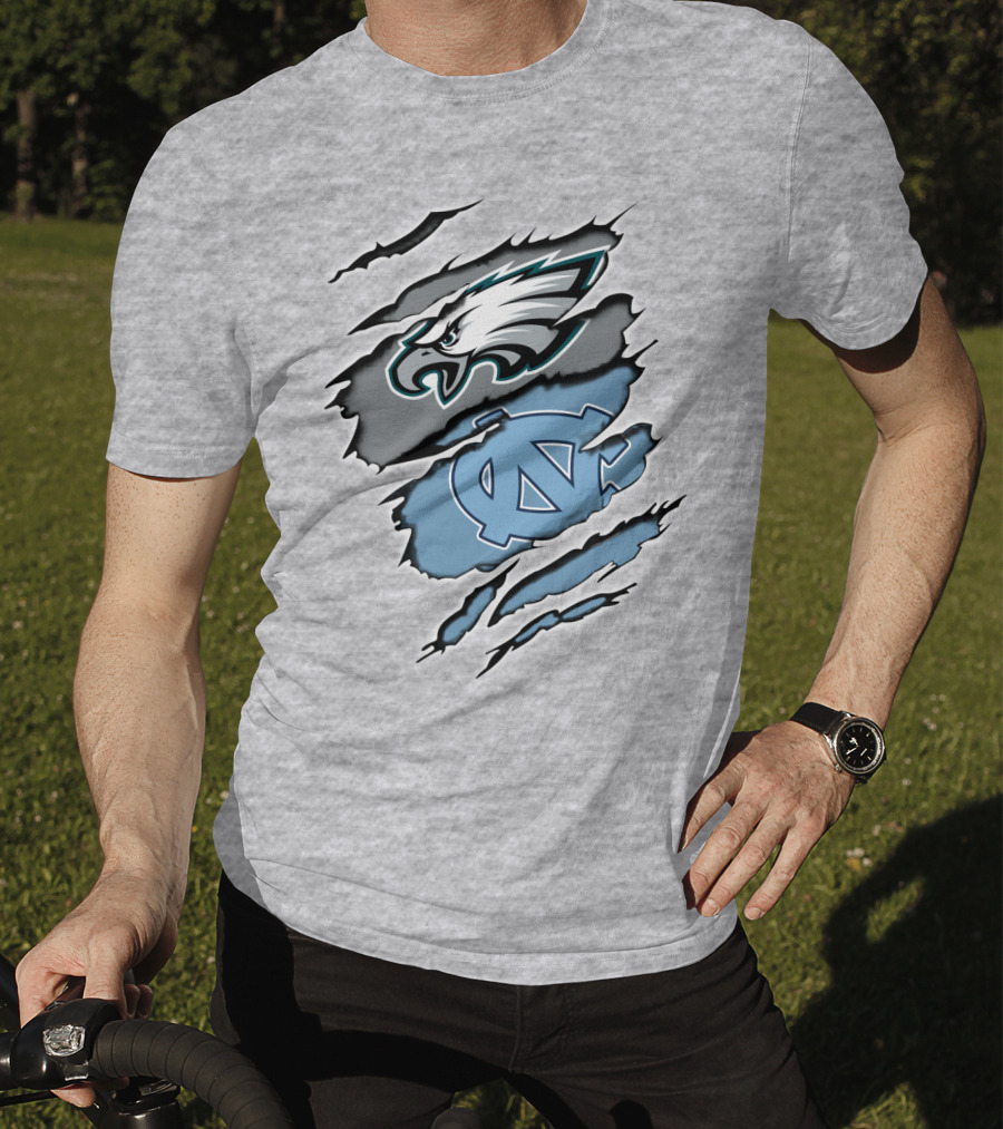 Philadelphia Eagles Unc Tar Heels Claw Marks Logo Mix T-Shirt