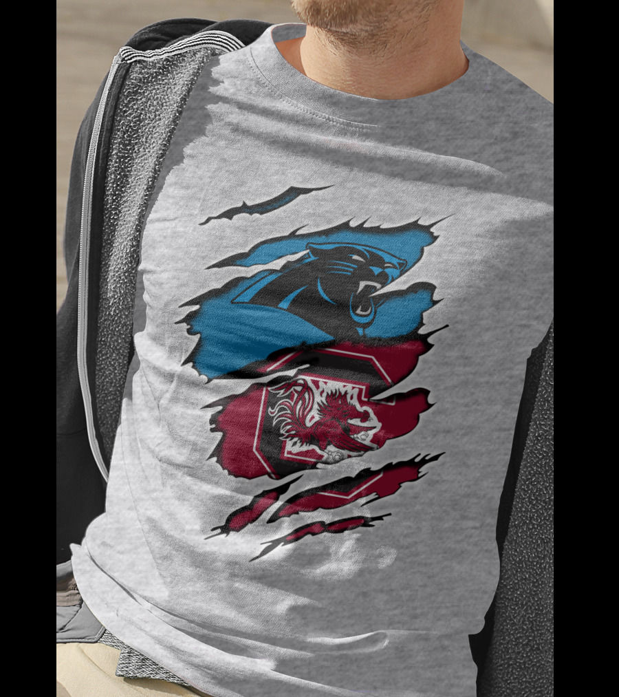 Panthers Gamecocks Clawmarks Logo Fusion T-Shirt
