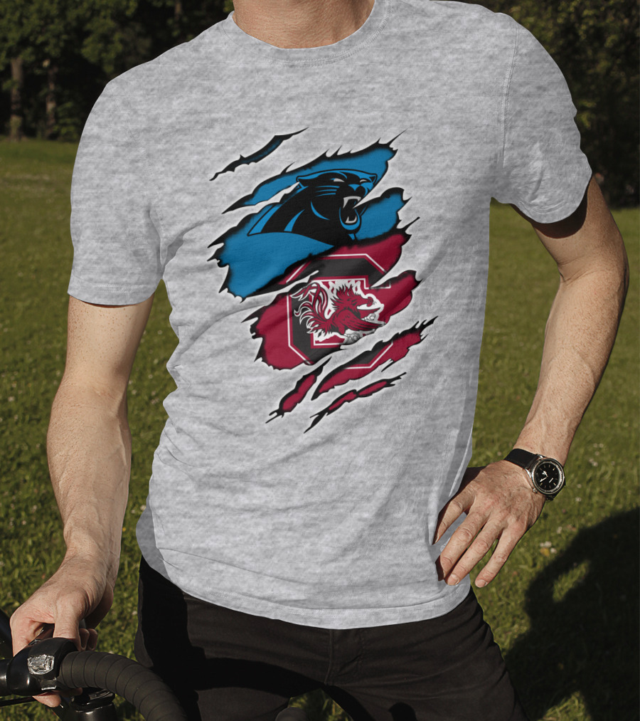 Panthers Gamecocks Clawmarks Logo Fusion T-Shirt