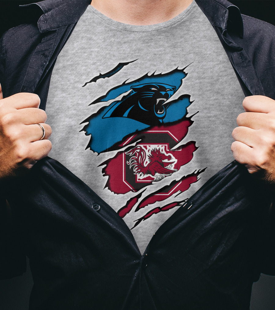 Panthers Gamecocks Clawmarks Logo Fusion T-Shirt