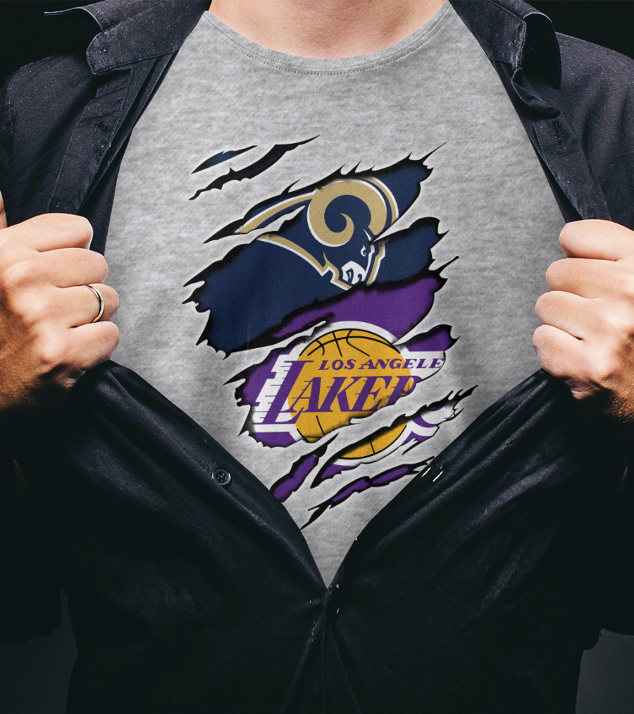 Los Angeles Rams Lakers Dual Logo Collaboration T-Shirt