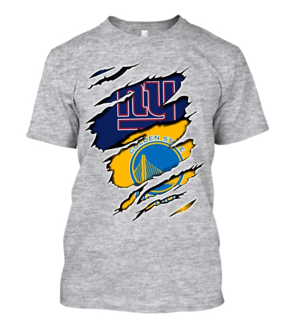 New York Giants Golden State Warriors Ripped Dual Team Representation T-Shirt