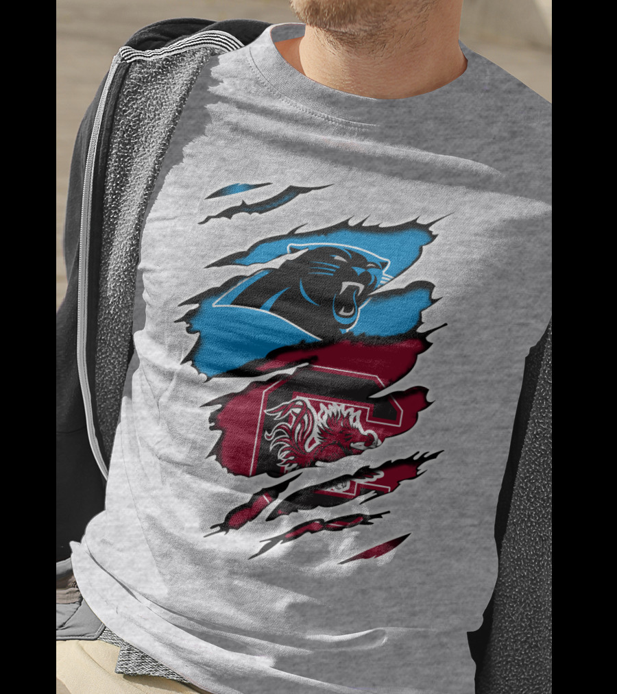Panthers Gamecocks Team Spirit Claw Marks Logo Fusion T-Shirt